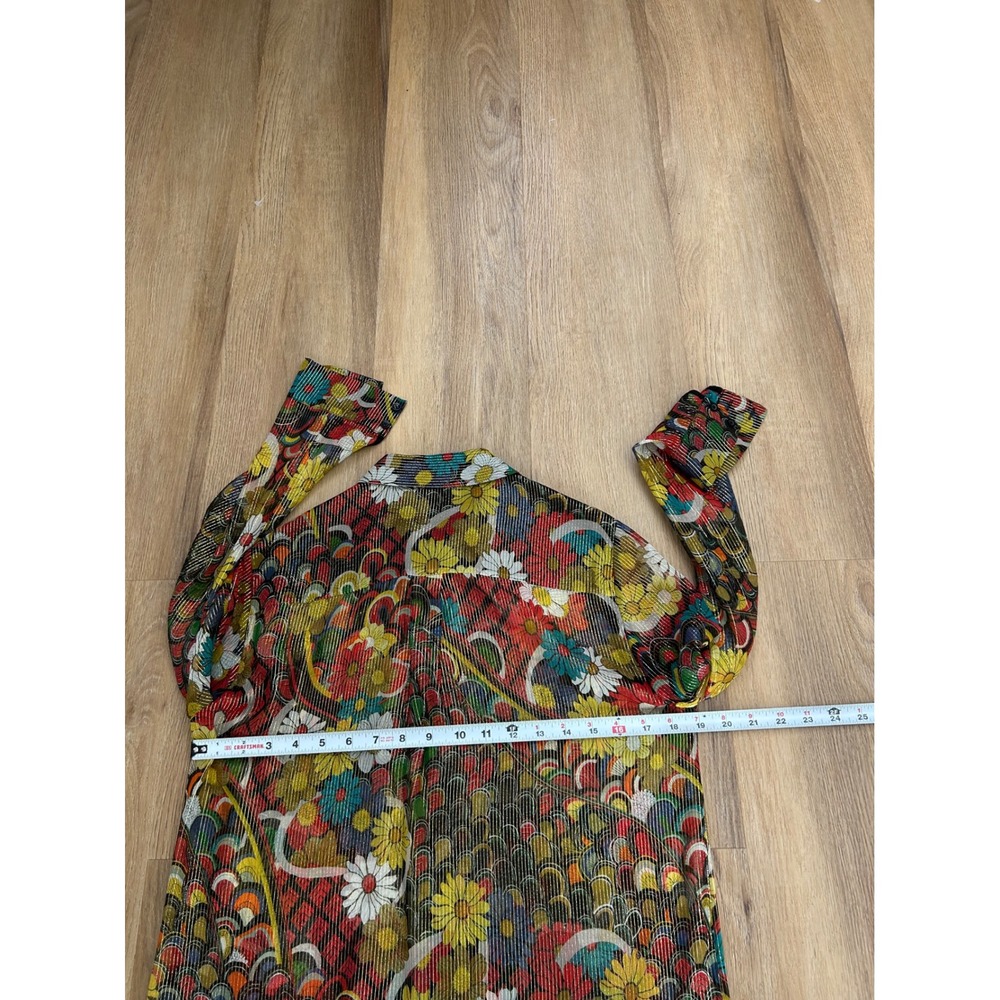 Alice + Olivia Willa Silk Blend Metallic Floral Button Down Blouse M luxury - Picture 6 of 6